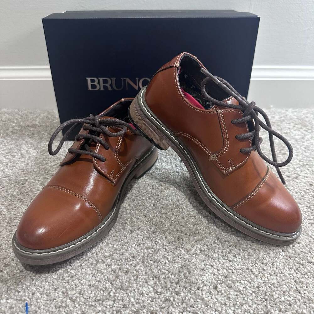 Bruno Marc Boy's Cap-Toe PU Leather Oxford Formal Dress Shoes, Sz 11T